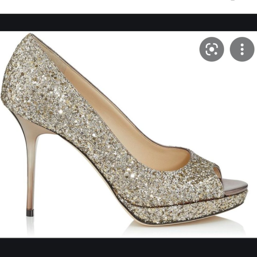 Jimmy Choo Luna Osao Antique Gold Glitter Pump - 5.5US 35.5EU NIB $725 Italy